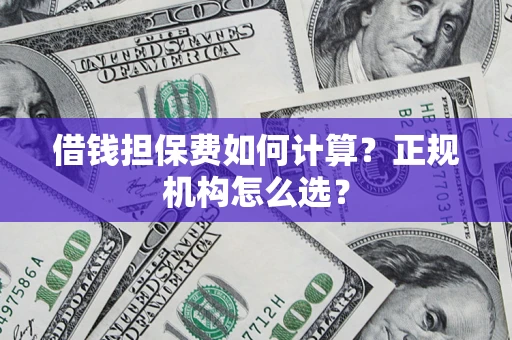 济南借钱担保费如何计算？正规机构怎么选？
